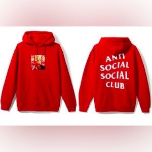 Anti social-social club banchan red hoody size Large